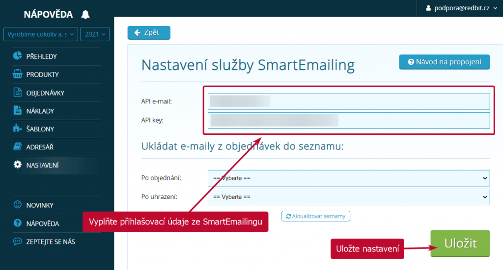 Propojení se SmartEmailingem