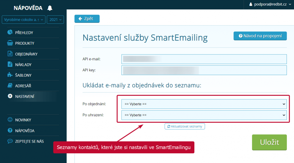 Seznamy kontaktů ze SmartEmailingu