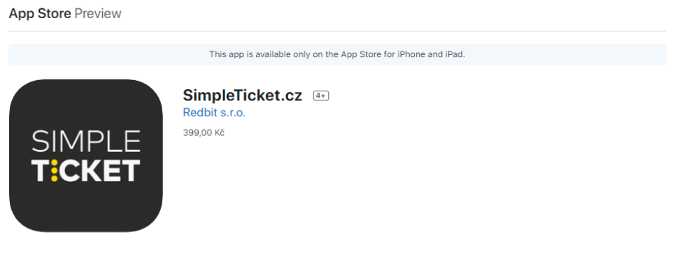 Aplikace SimpleTicket na App Store