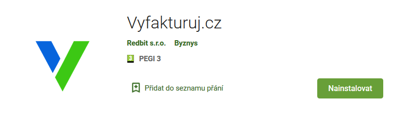 Odkaz na stažení mobilní aplikace Vyfakturuj.cz pro Android