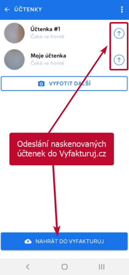 Odeslání naskenovaných účtenek do systému Vyfakturuj.cz