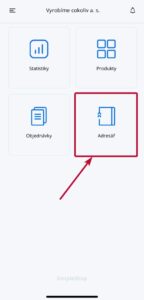 Adresář v mobilní aplikaci SimpleShop