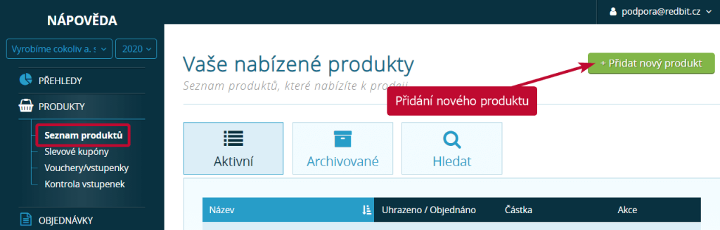 Přidání nového produktu v SimpleShopu