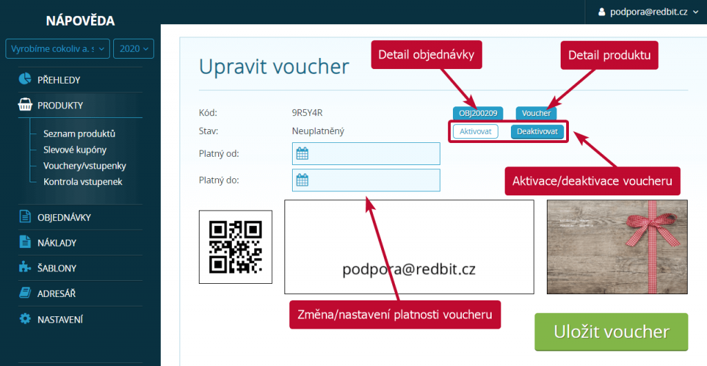 Úprava vystaveného voucheru