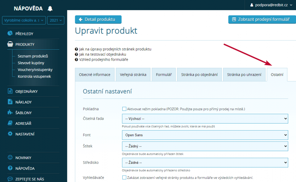 Obchodni podminky - produkt - sekce ostatni