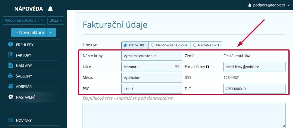 Fakturační údaje