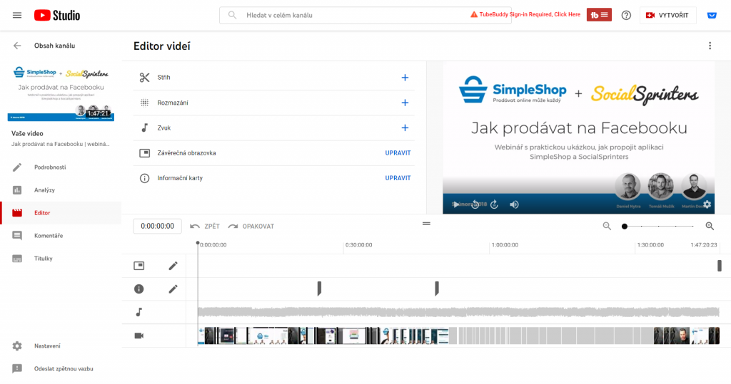 YouTube Studio editor