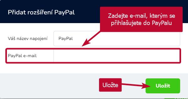 Nastavení rozšíření PayPal